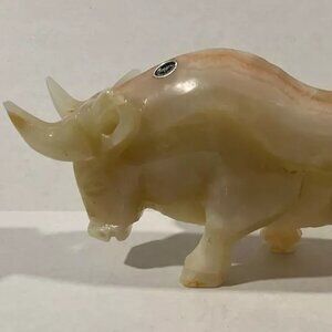 Carved Bull Onyx Carved Marble Stone Sculpture 11" Figure Statue Clean
